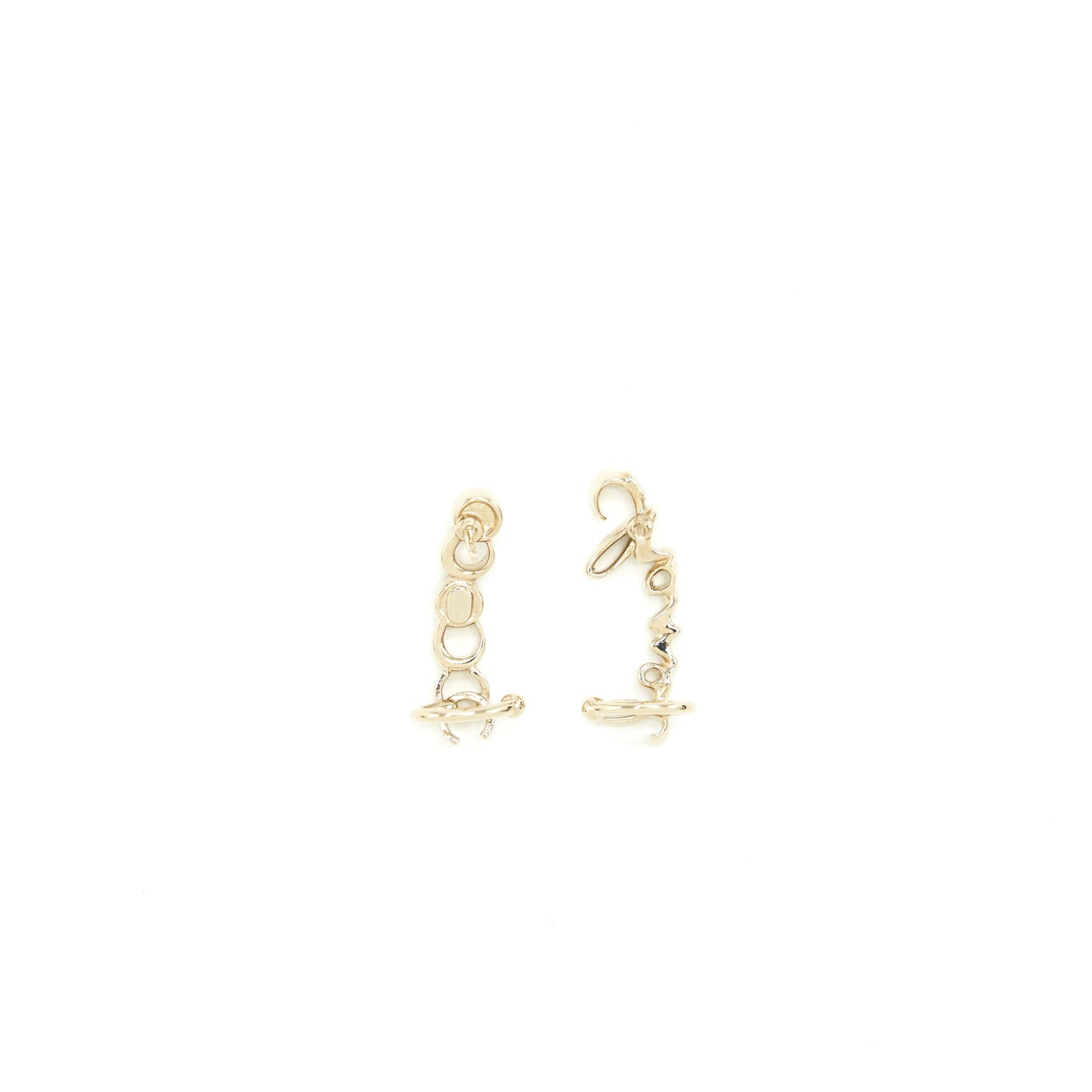 Chanel Coco Chanel Letter Earrings Light Gold Tone