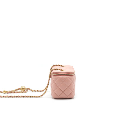 Chanel 21B pearl Crush rectangular Vanity with Chain Dark Pink