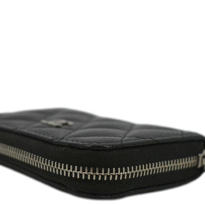 CHANEL Zip Around small Quilted Caviar Leather Wallet Black