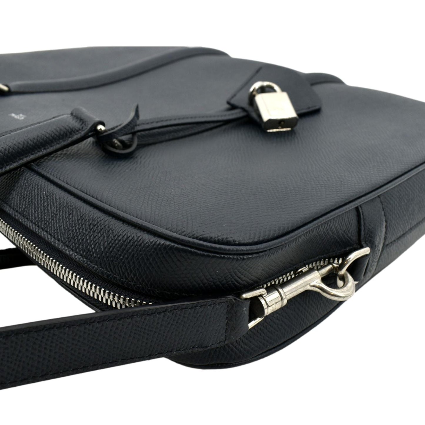 CELINE Grained Calfskin Leather Crossbody Briefcase Bag Navy Blue