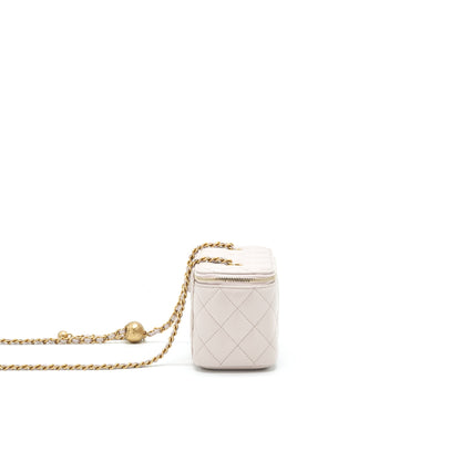 Chanel Pearl Crush Long Vanity On Chain Lambskin Light Purple GHW
