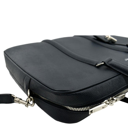 CELINE Grained Calfskin Leather Crossbody Briefcase Bag Navy Blue