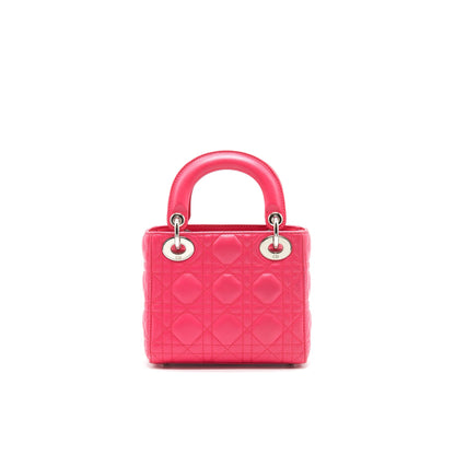 CHRISTIAN DIOR MINI LADY DIOR LAMBSKIN HOT PINK with SHW