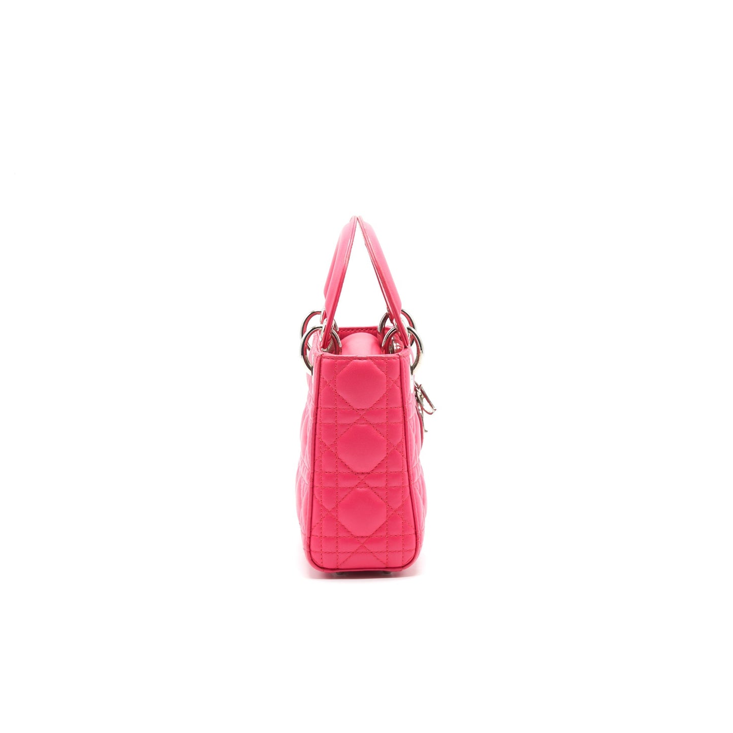CHRISTIAN DIOR MINI LADY DIOR LAMBSKIN HOT PINK with SHW