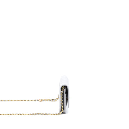Chanel Pearl Crush Wallet on Chain Lambskin Light Grey GHW (Microchip)