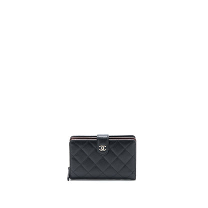 Chanel Compact Zipper Wallet Caviar Black SHW