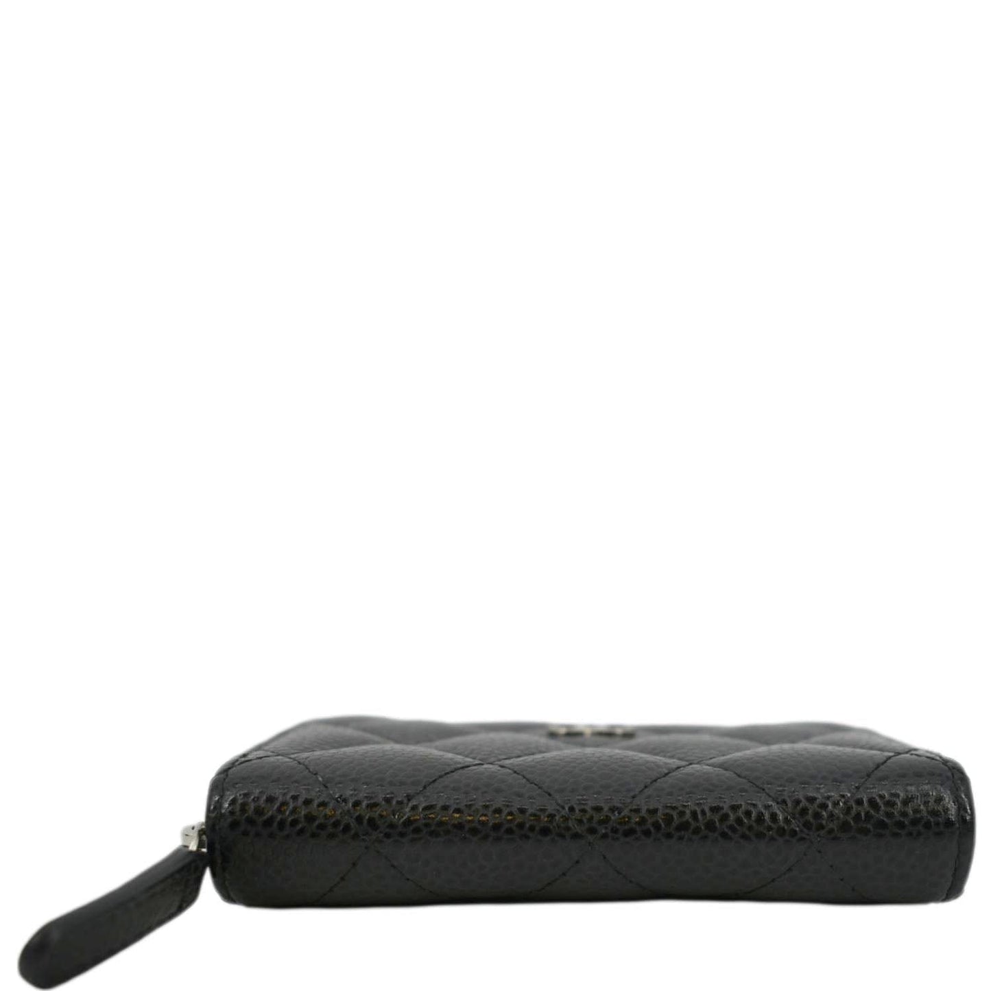 CHANEL Zip Around small Quilted Caviar Leather Wallet Black
