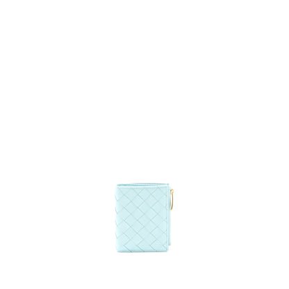 Bottega Veneta Bi-Fold Zip Wallet Lambskin Light Blue