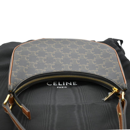 CELINE Ava Triomphe Canvas Calfskin Shoulder Bag Tan