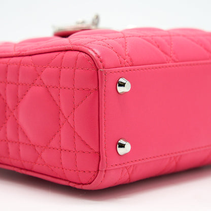 CHRISTIAN DIOR MINI LADY DIOR LAMBSKIN HOT PINK with SHW