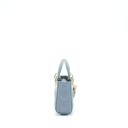 Dior Micro Lady Dior Purse Cannage Lambskin Cloud Blue
