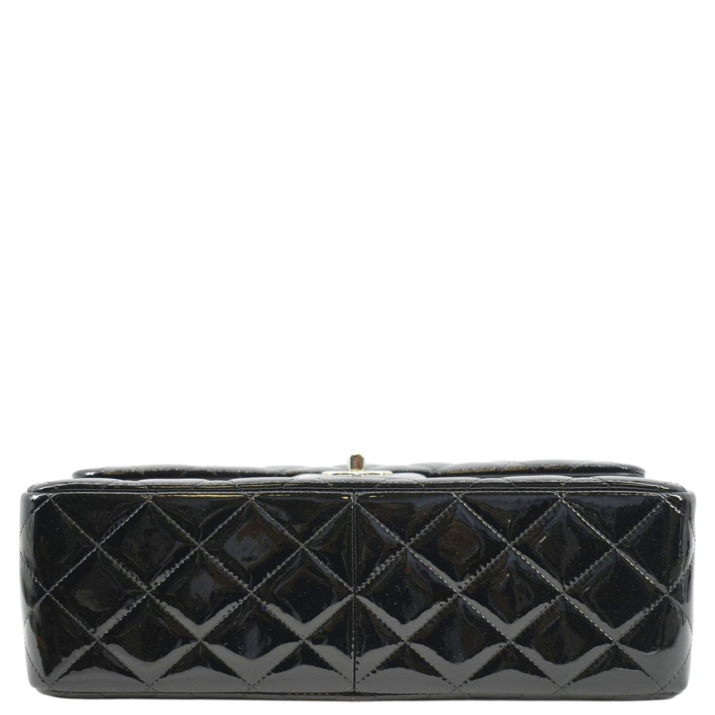 CHANEL Classic Medium Double Flap Patent Leather Shoulder Bag Black
