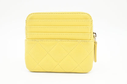 Chanel Card Case in Pastel Yellow Caviar Leather