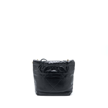 Chanel Mini 22 Bag Shiny Calfskin Black Brushed GHW (Microchip)