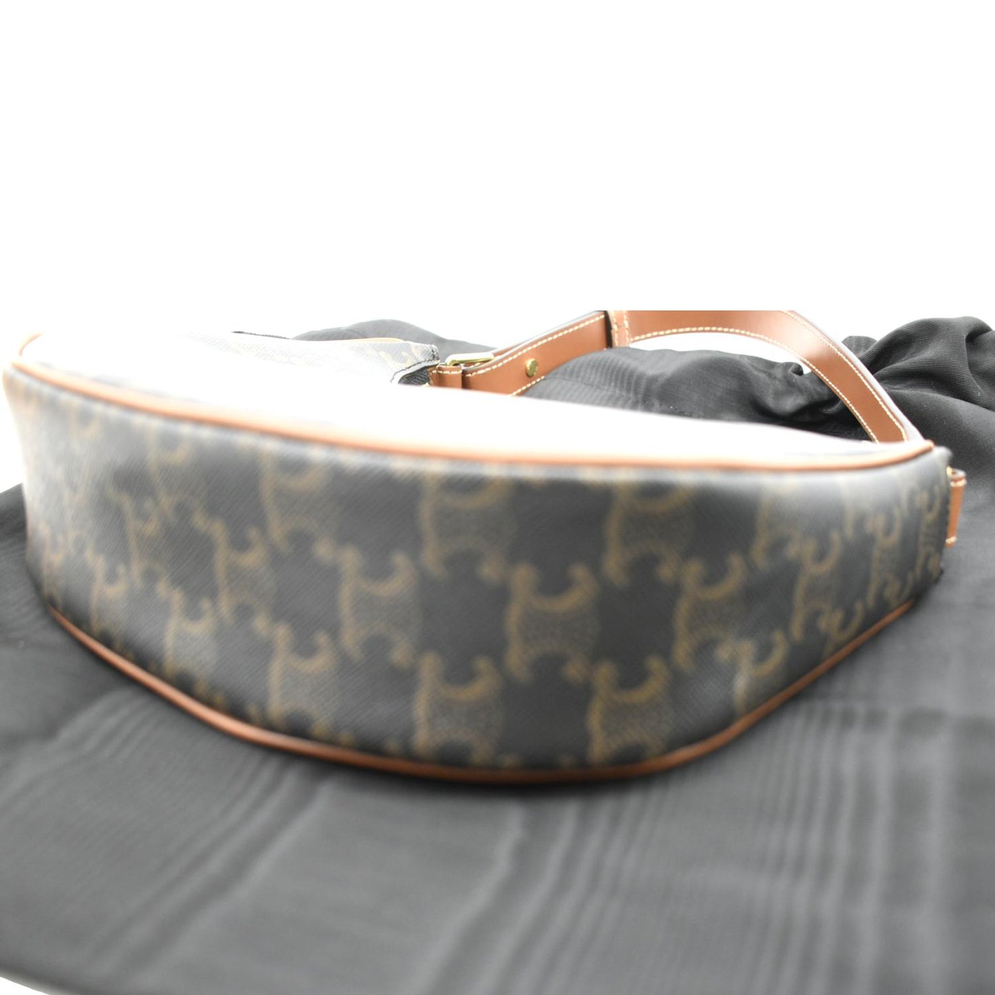 CELINE Ava Triomphe Canvas Calfskin Shoulder Bag Tan