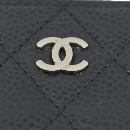 CHANEL Zip Around small Quilted Caviar Leather Wallet Black