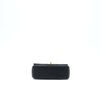 Chanel 23C Pearl Crush Mini Rectangular Flap Bag Lambskin Black Brushed GHW (Microchip)