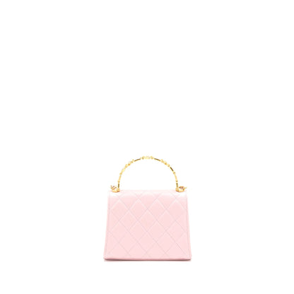 Chanel 22B Mini Flap Bag with Enamel Top Handle Lambskin Pink Brushed GHW