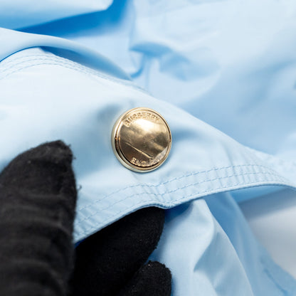 Burberry Size 10 Nylon Hooded Jacket Light Blue