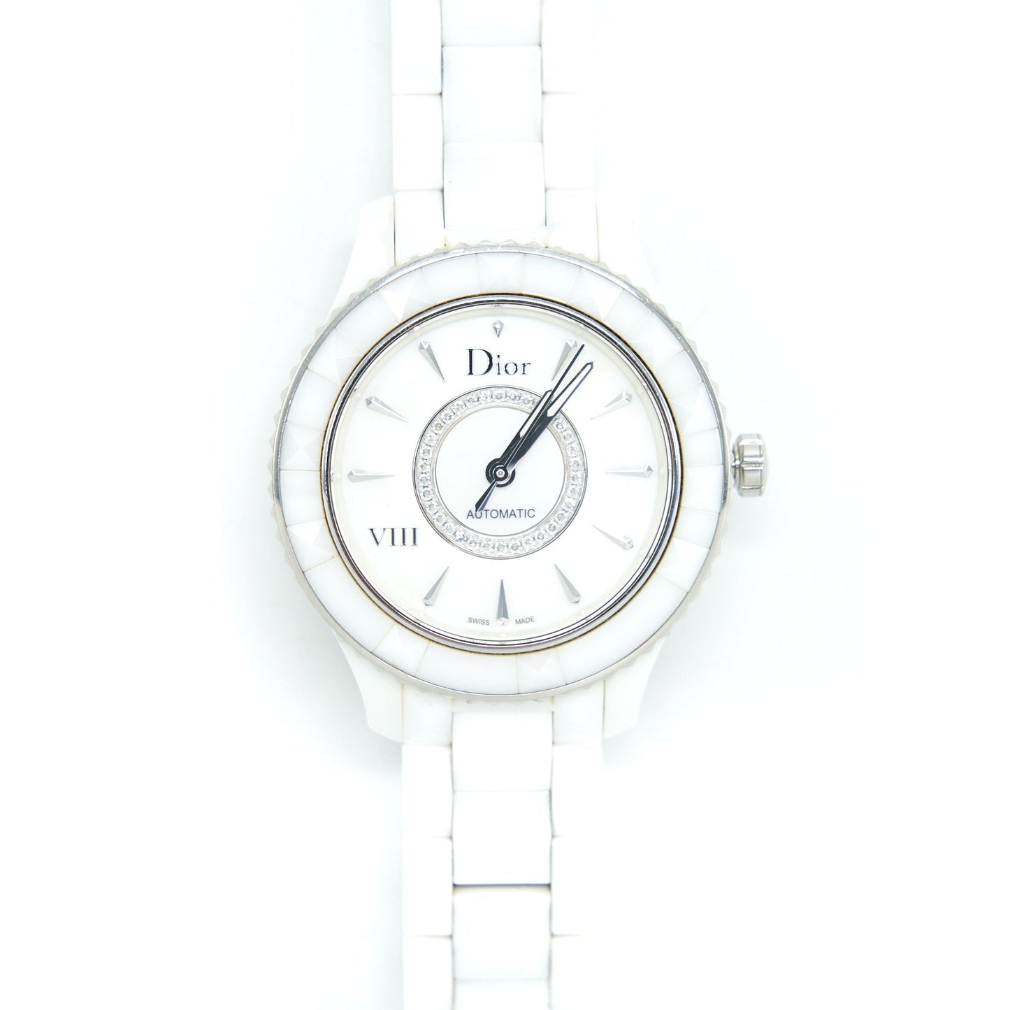 Christian Dior White Dial Automatic Diamonds Circle Watch CD1245E3C003
