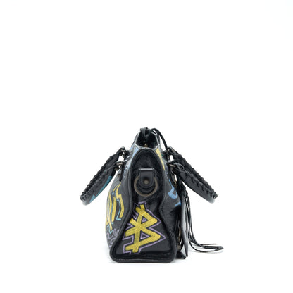 Balenciaga City Purse Black With Multicolour Graffiti Ruthenium Hardware