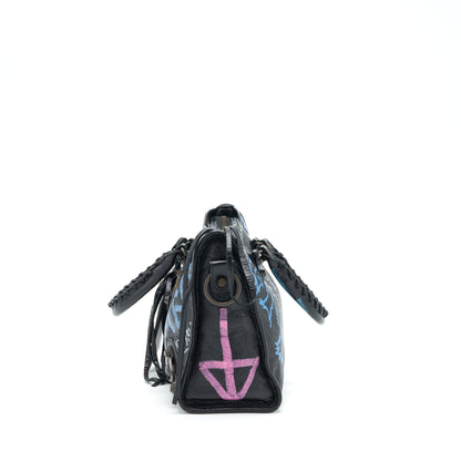 Balenciaga City Purse Black With Multicolour Graffiti Ruthenium Hardware