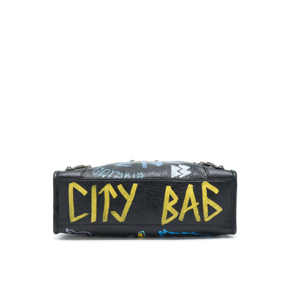 Balenciaga City Purse Black With Multicolour Graffiti Ruthenium Hardware