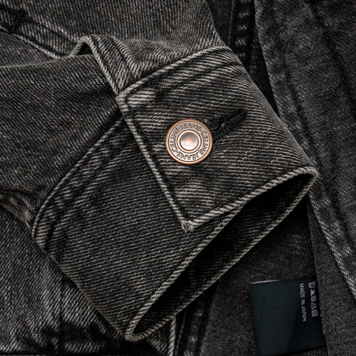 Celine Size S Hooded Trucker Denim Jacket Wash Denim Charcoal