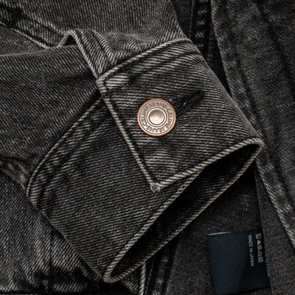 Celine Size S Hooded Trucker Denim Jacket Wash Denim Charcoal