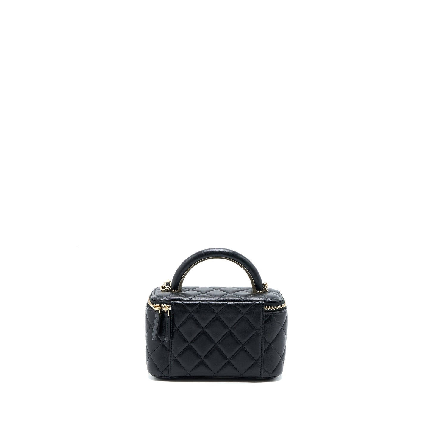 Chanel 22A Top Handle Long Vanity Case Lambskin Black LGHW