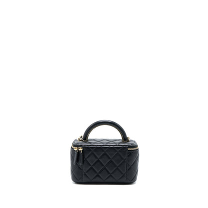 Chanel 22A Top Handle Long Vanity Case Lambskin Black LGHW