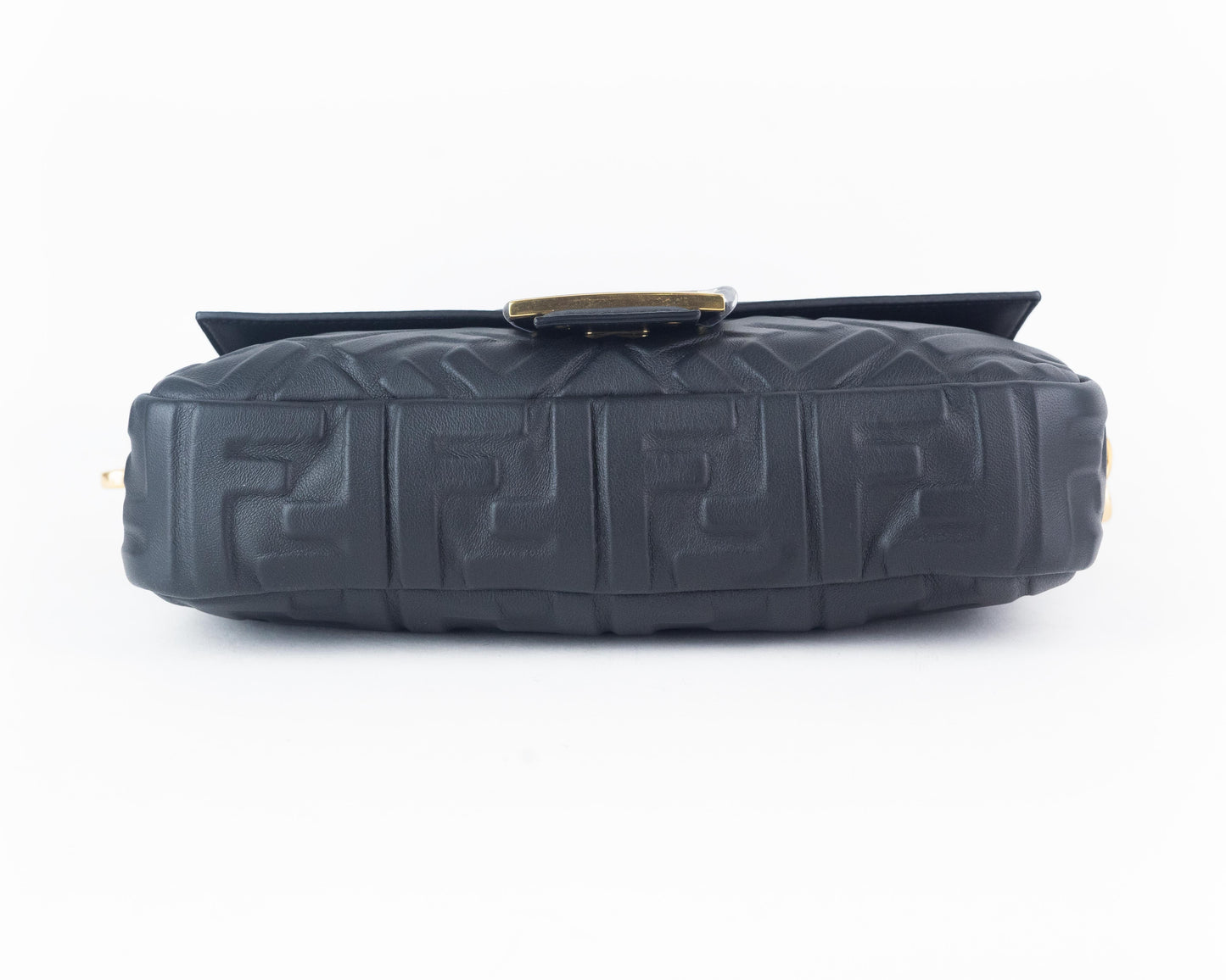 Fendi Nappa FF Baguette Medium in Black Leather