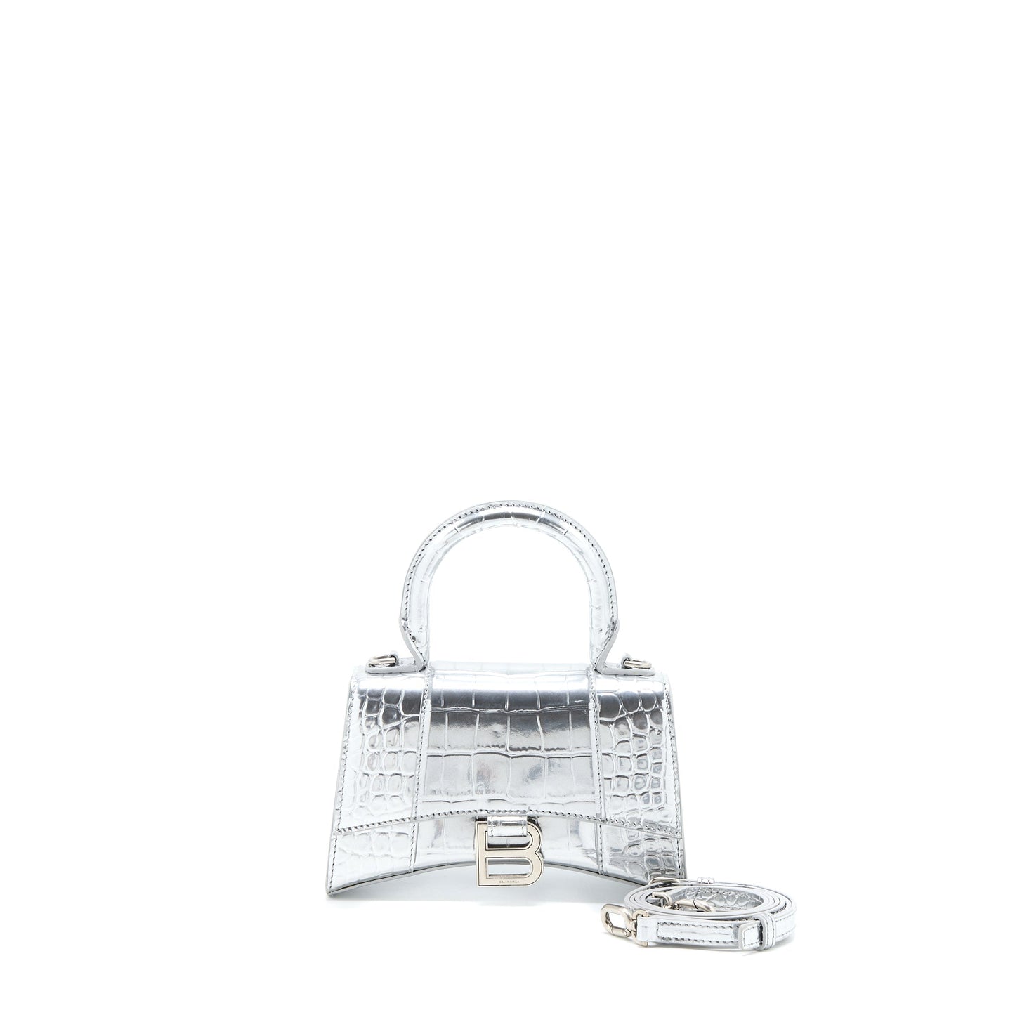 Balenciaga Hourglass Embossed Calfskin Silver