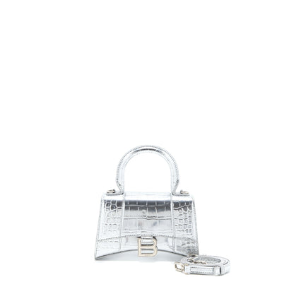 Balenciaga Hourglass Embossed Calfskin Silver