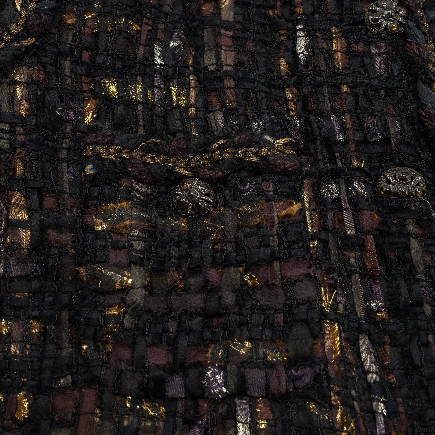 Chanel size 46 tweed jacket multicolor black / burgundy/ gold