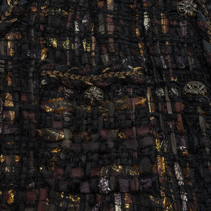 Chanel size 46 tweed jacket multicolor black / burgundy/ gold