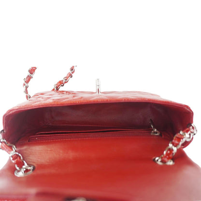 CHANEL Classic Rectangular Flap Mini Quilted Patent Leather Shoulder Bag Red