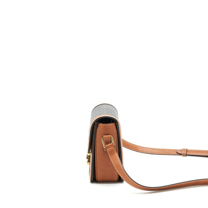 Celine Teen Triomphe Purse In Triomphe Canvas And Calfskin Tan