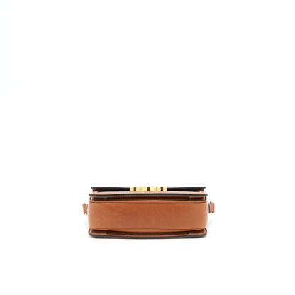Celine Teen Triomphe Purse In Triomphe Canvas And Calfskin Tan