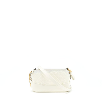 Chanel Gabrielle Clutch On Chain Aged Calfskin White ilver And Gold Hardware