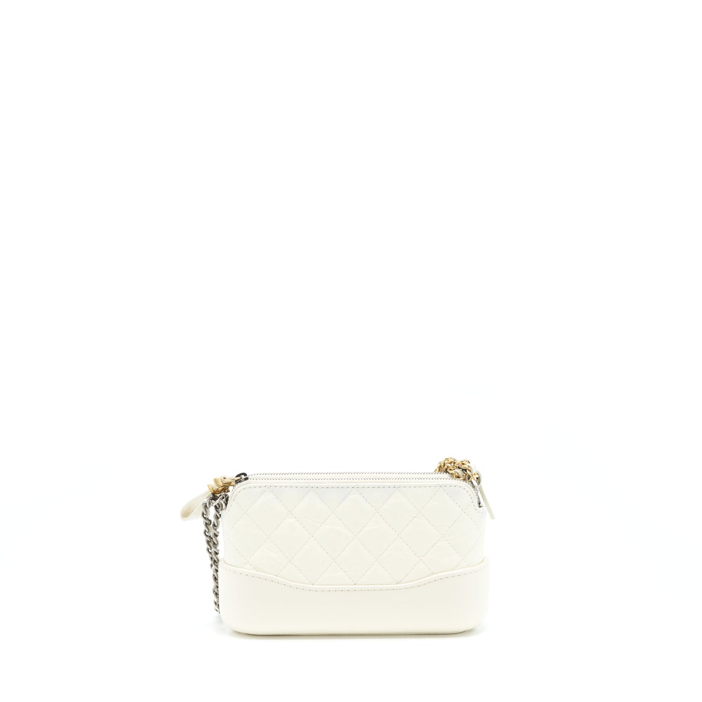 Chanel Gabrielle Clutch On Chain Aged Calfskin White ilver And Gold Hardware
