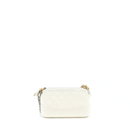 Chanel Gabrielle Clutch On Chain Aged Calfskin White ilver And Gold Hardware