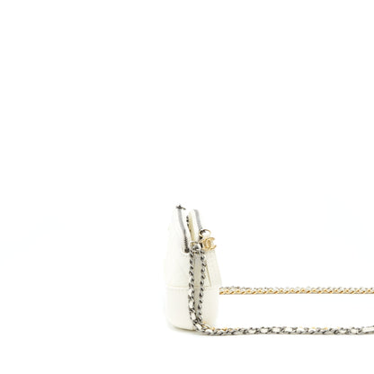 Chanel Gabrielle Clutch On Chain Aged Calfskin White ilver And Gold Hardware