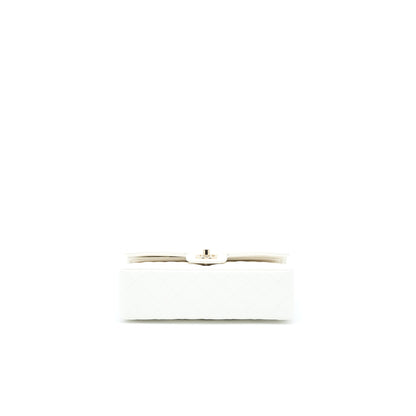 Chanel Small Classic Flap Bag Caviar White LGHW (Microchip)
