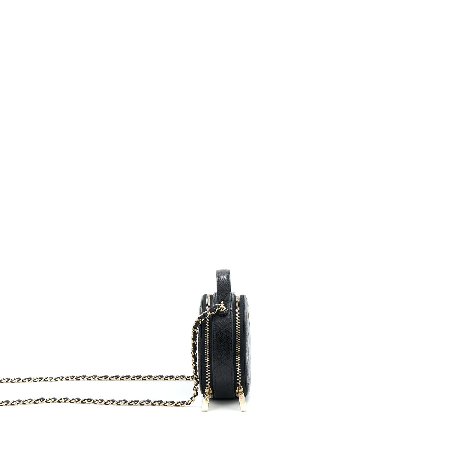 Chanel Mini Round Purse Vanity Caviar Black LGHW