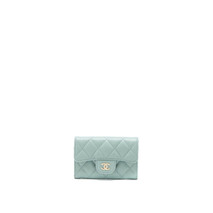 Chanel 23C Classic Flap Card Holder Caviar Light Grey LGHW