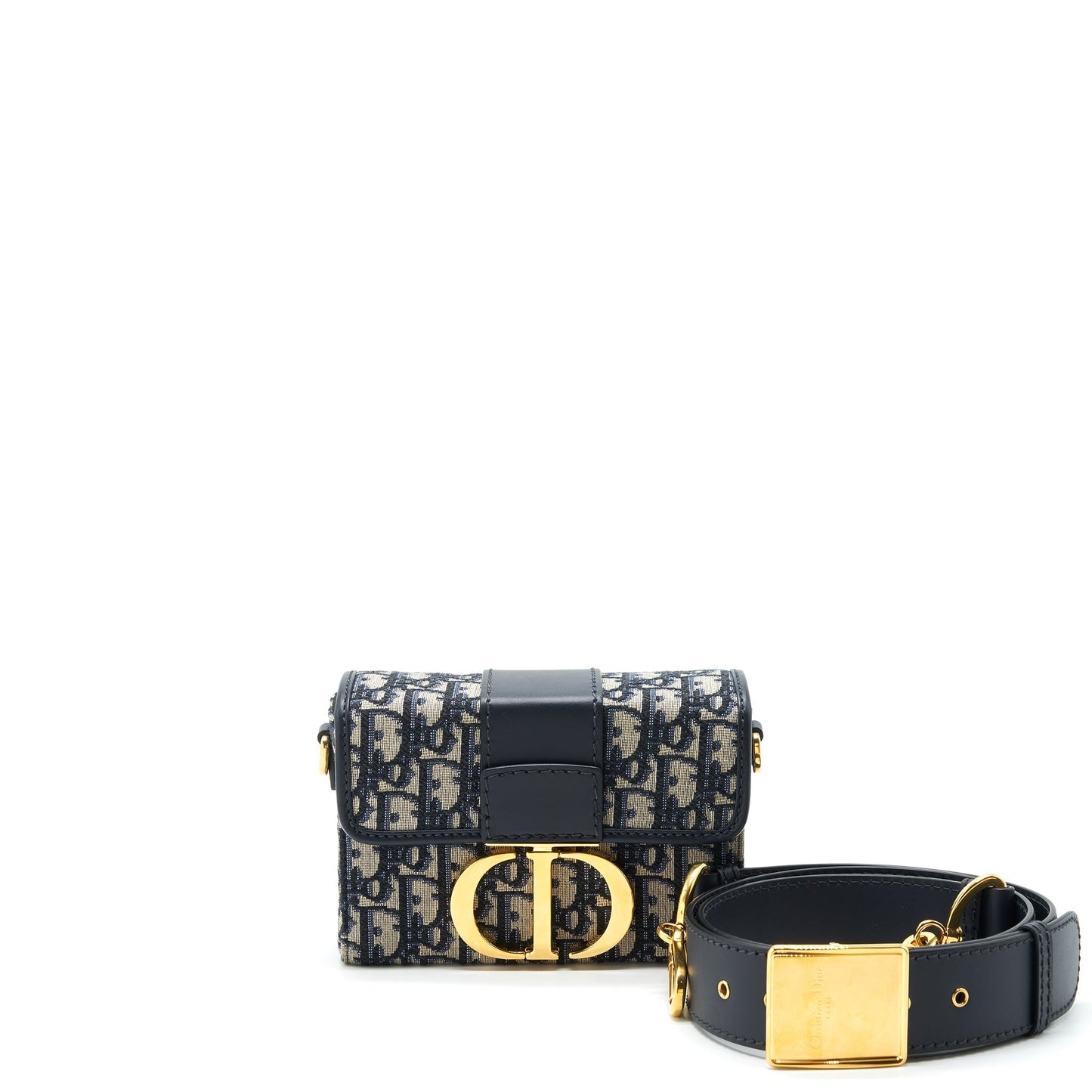 Dior 30 Montaigne Mini Box Purse Blue Oblique
