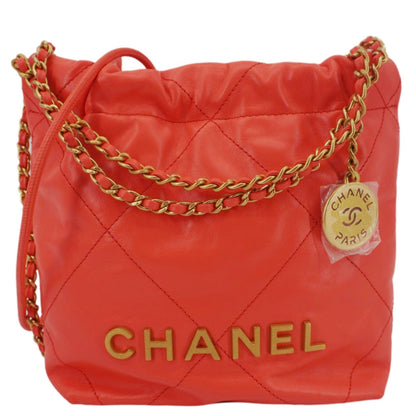 CHANEL 22 Small Quilted Leather Crossbody Bag Coral