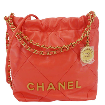 CHANEL 22 Small Quilted Leather Crossbody Bag Coral
