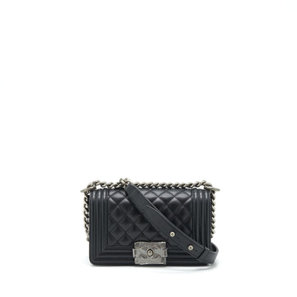 Chanel Small Boy Bag Caviar Black Ruthenium Sliver Hardware (Microchipï¼